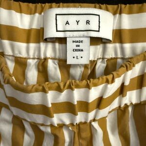 Wide Leg, Cropped, Striped Mustard and White Pants